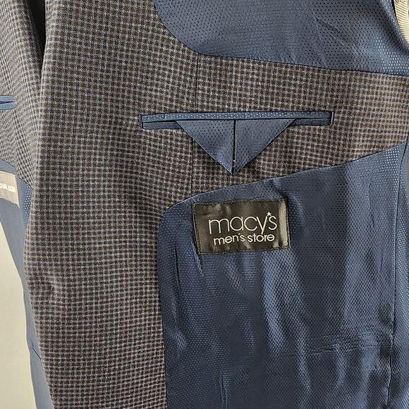Michael Kors Men's Blazer Coat Jacket Size 46L 2 Button Plaid Polyester Blend - Picture 5 of 6